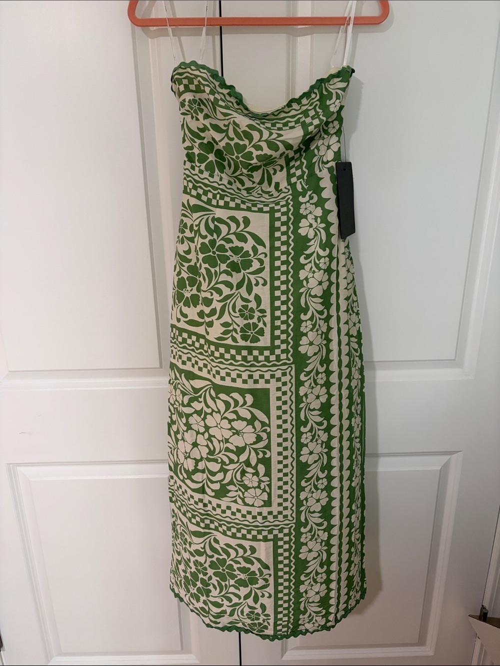 LULUS Brigita Green Floral Strapless Column Midi Dress XS - Picture 3 of 5